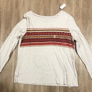 New LOFT Long Sleeve Top with Red and Brown Accents XL